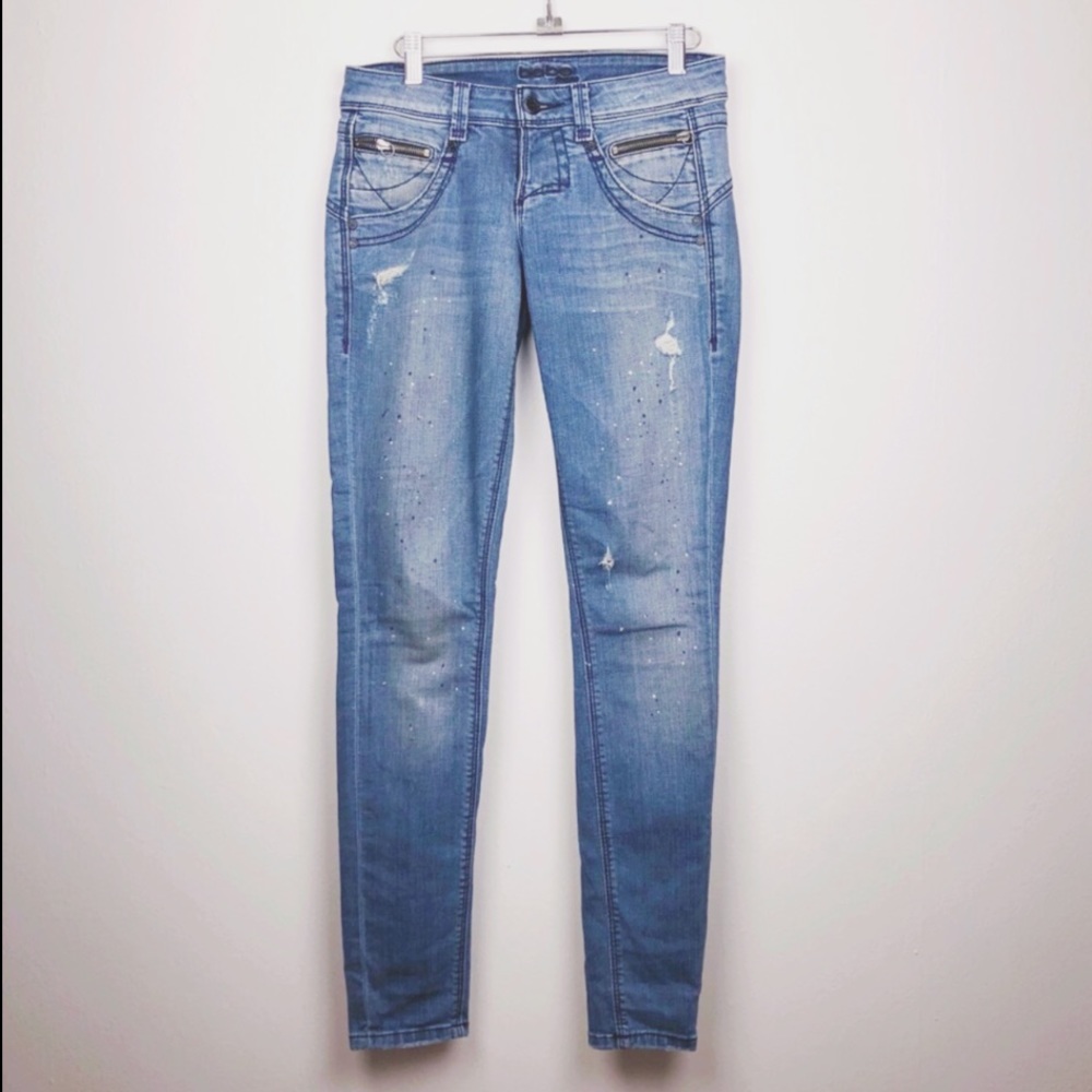 BEBE RHINESTONE SKINNY JEANS SZ 26 - Picture 2 of 8